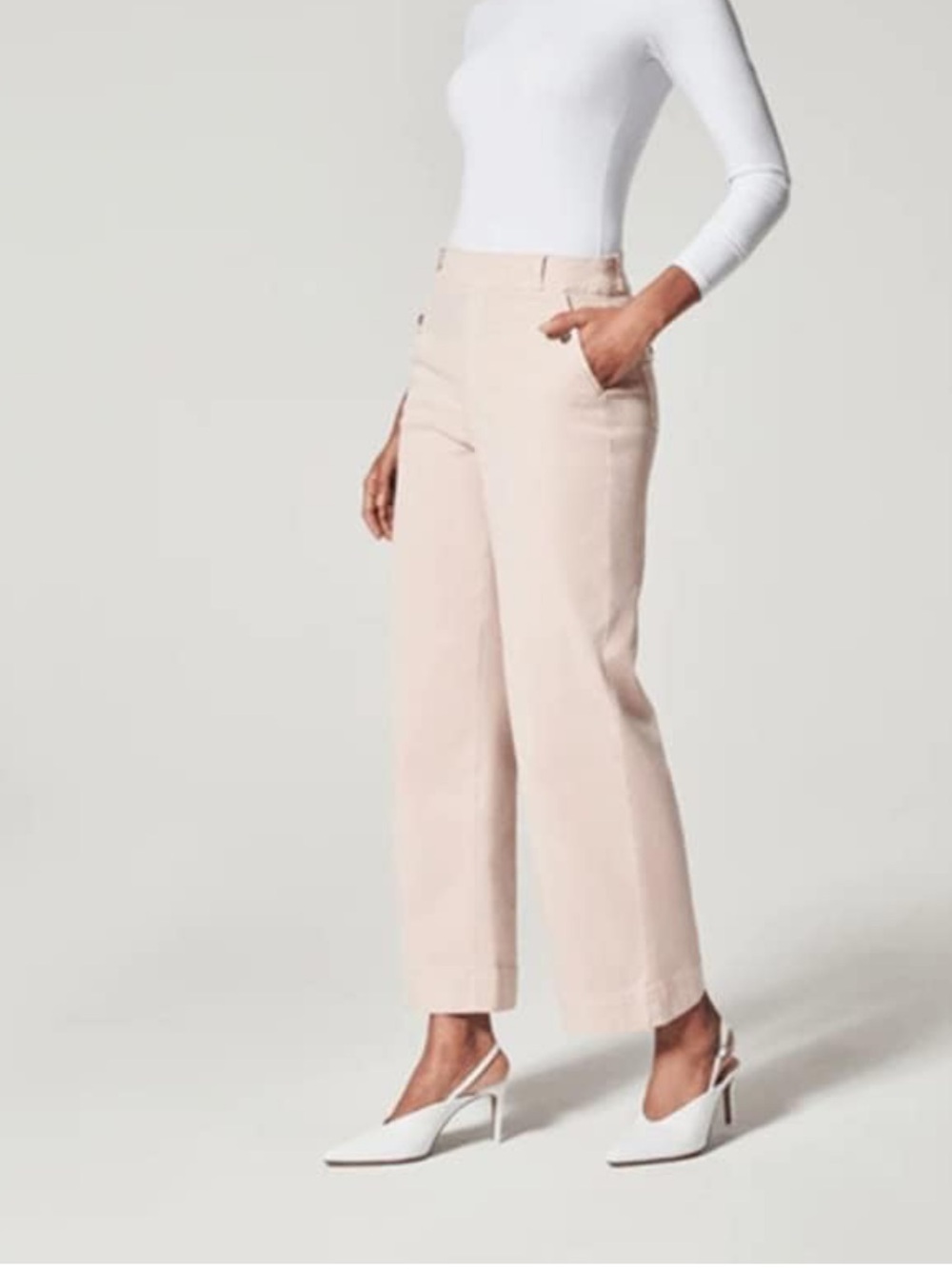 SPANX Stretch Twill Cropped Wide Leg Pants Women’s S Dusty Pink